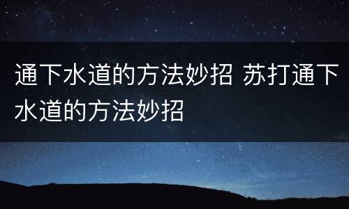 通下水道的方法妙招 苏打通下水道的方法妙招