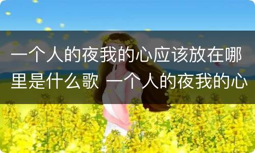 一个人的夜我的心应该放在哪里是什么歌 一个人的夜我的心应该放在哪里的歌名叫什么