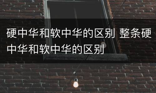 硬中华和软中华的区别 整条硬中华和软中华的区别
