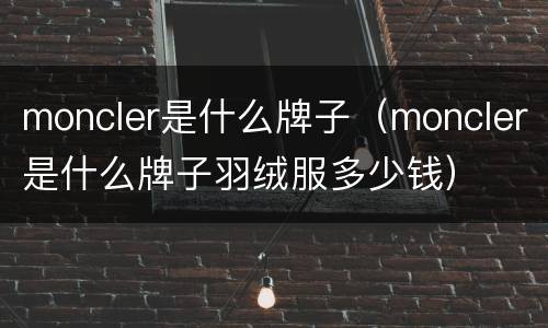 moncler是什么牌子（moncler是什么牌子羽绒服多少钱）