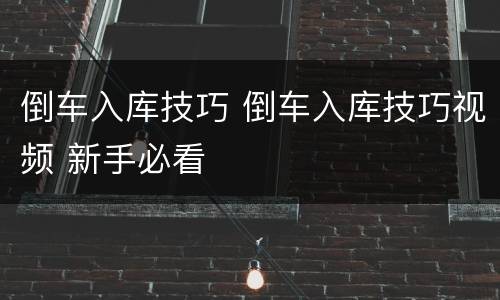 倒车入库技巧 倒车入库技巧视频 新手必看