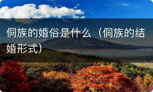 侗族的婚俗是什么（侗族的结婚形式）
