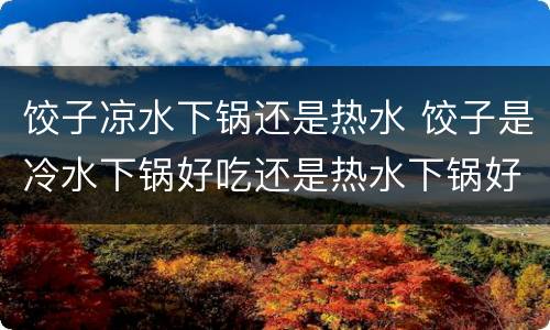 饺子凉水下锅还是热水 饺子是冷水下锅好吃还是热水下锅好吃