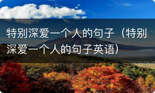 特别深爱一个人的句子（特别深爱一个人的句子英语）
