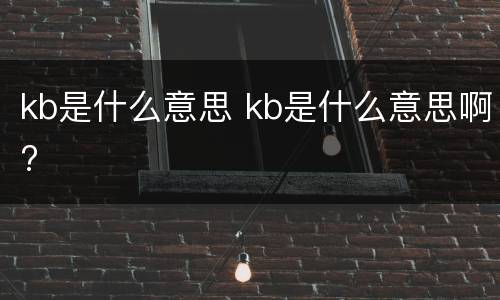 kb是什么意思 kb是什么意思啊?