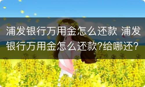 浦发银行万用金怎么还款 浦发银行万用金怎么还款?给哪还?