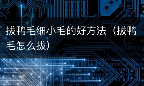 拔鸭毛细小毛的好方法（拔鸭毛怎么拔）