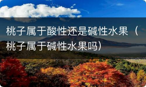 桃子属于酸性还是碱性水果（桃子属于碱性水果吗）