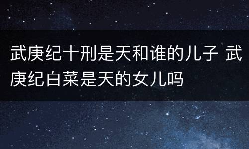 武庚纪十刑是天和谁的儿子 武庚纪白菜是天的女儿吗