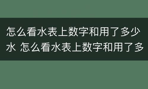 怎么看水表上数字和用了多少水 怎么看水表上数字和用了多少水充钱那种