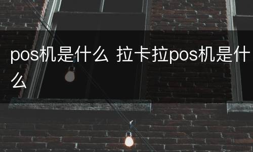 pos机是什么 拉卡拉pos机是什么