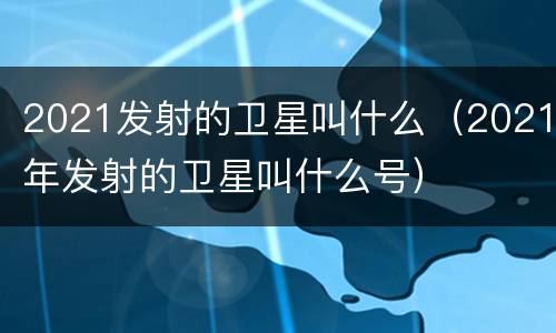 2021发射的卫星叫什么（2021年发射的卫星叫什么号）
