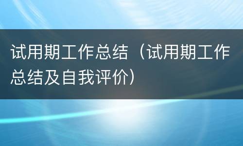 试用期工作总结（试用期工作总结及自我评价）