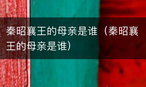 秦昭襄王的母亲是谁（秦昭襄王的母亲是谁）