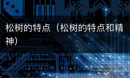 松树的特点（松树的特点和精神）