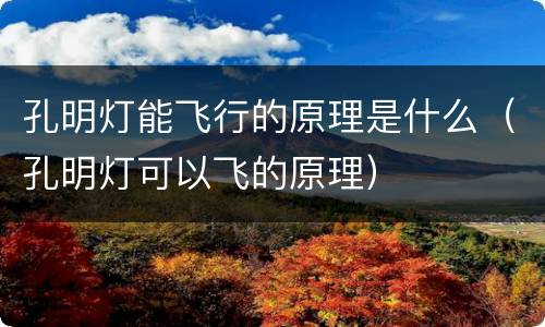 孔明灯能飞行的原理是什么（孔明灯可以飞的原理）