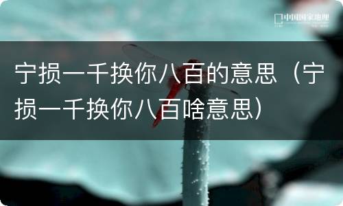 宁损一千换你八百的意思（宁损一千换你八百啥意思）
