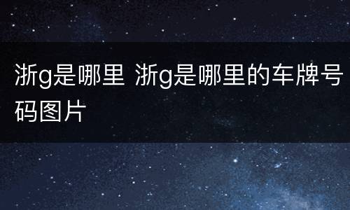 浙g是哪里 浙g是哪里的车牌号码图片