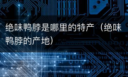 绝味鸭脖是哪里的特产（绝味鸭脖的产地）