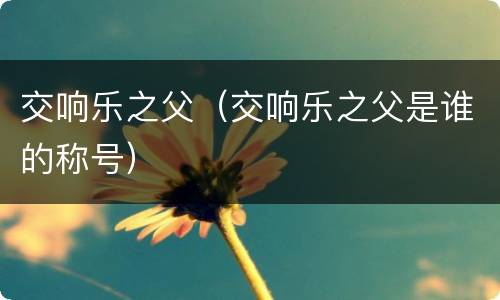 交响乐之父（交响乐之父是谁的称号）