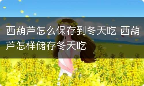 西葫芦怎么保存到冬天吃 西葫芦怎样储存冬天吃