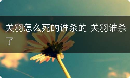 关羽怎么死的谁杀的 关羽谁杀了