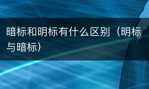暗标和明标有什么区别（明标与暗标）