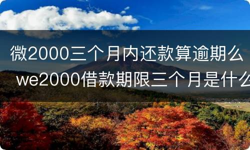 微2000三个月内还款算逾期么 we2000借款期限三个月是什么意思