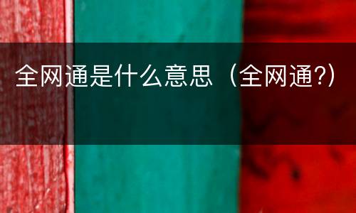 全网通是什么意思（全网通?）