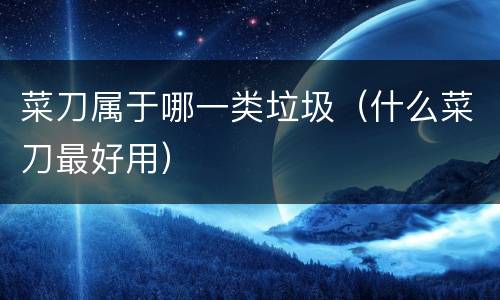 菜刀属于哪一类垃圾（什么菜刀最好用）