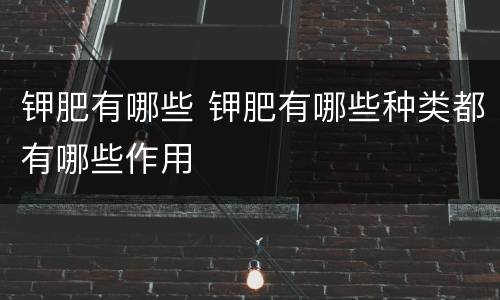 钾肥有哪些 钾肥有哪些种类都有哪些作用