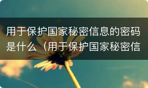 用于保护国家秘密信息的密码是什么（用于保护国家秘密信息的密码是什么）