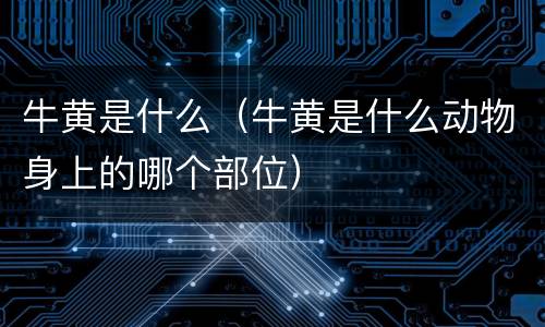 牛黄是什么（牛黄是什么动物身上的哪个部位）