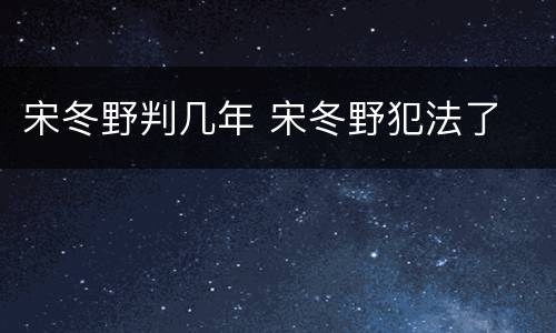 宋冬野判几年 宋冬野犯法了