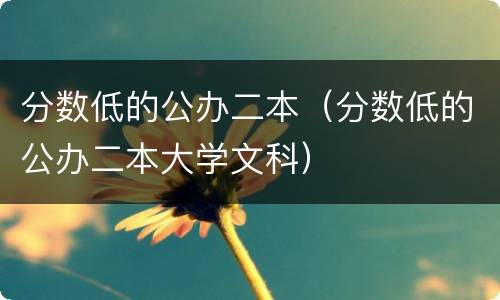 分数低的公办二本（分数低的公办二本大学文科）