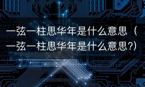 一弦一柱思华年是什么意思（一弦一柱思华年是什么意思?）