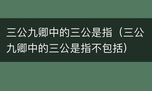 三公九卿中的三公是指（三公九卿中的三公是指不包括）