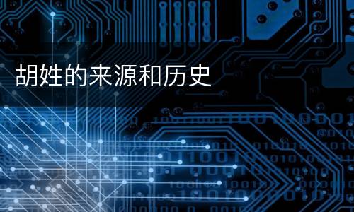 胡姓的来源和历史