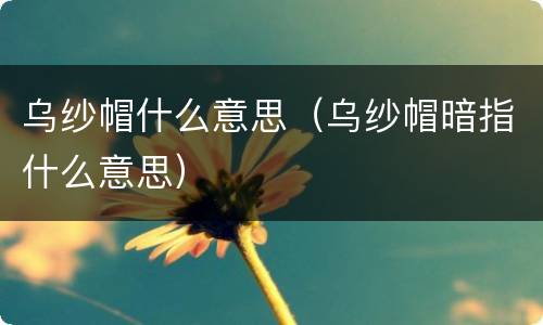 乌纱帽什么意思（乌纱帽暗指什么意思）