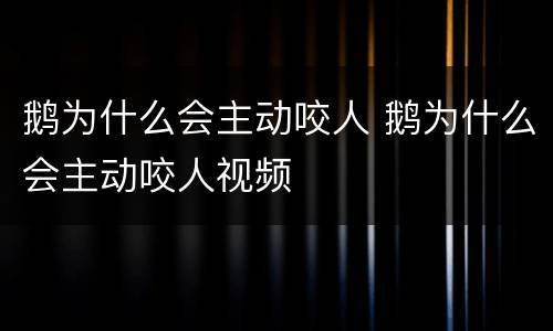 鹅为什么会主动咬人 鹅为什么会主动咬人视频