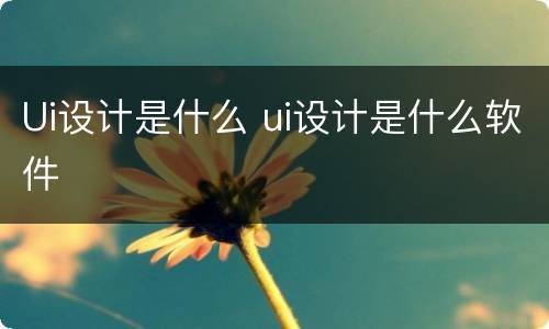 Ui设计是什么 ui设计是什么软件