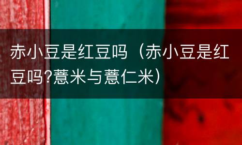 赤小豆是红豆吗（赤小豆是红豆吗?薏米与薏仁米）