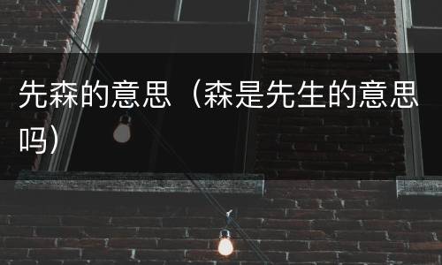 先森的意思（森是先生的意思吗）