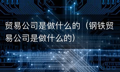 贸易公司是做什么的（钢铁贸易公司是做什么的）