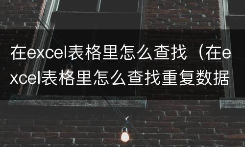 在excel表格里怎么查找（在excel表格里怎么查找重复数据）