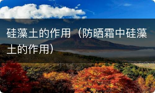 硅藻土的作用（防晒霜中硅藻土的作用）