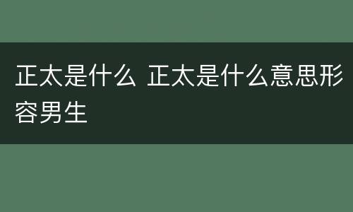 正太是什么 正太是什么意思形容男生