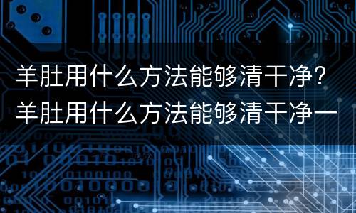 羊肚用什么方法能够清干净? 羊肚用什么方法能够清干净一点