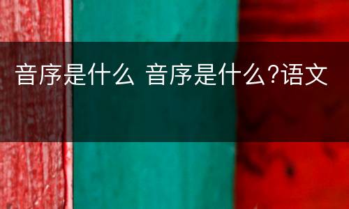 音序是什么 音序是什么?语文