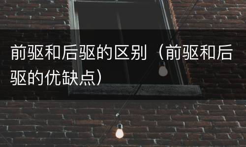 前驱和后驱的区别（前驱和后驱的优缺点）